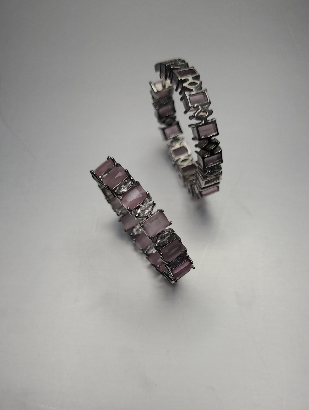 Sterling Silver Pink Gemstone Link Bracelet